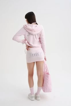 Juicy Couture CHERRY BLOSSOMDIAMANTE VELOUR ZIP-THROUGH HOODIE -Juicy Couture MADISONHOODIE JCWA122001 381 CHERRYBLOSSOM 029