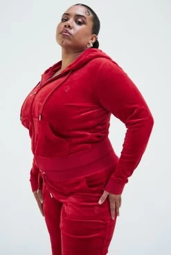 Juicy Couture ASTOR RED CLASSIC VELOUR ROBERTSON HOODIE -Juicy Couture PLUS SIZE LOVELLE 1015