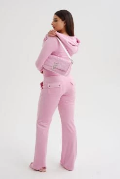 Juicy Couture BEGONIA PINK CLASSIC VELOUR DEL RAY POCKETED BOTTOMS -Juicy Couture ROBERTSONHOODIE JCAP176 334 BEGONIAPINK 034