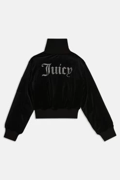 Juicy Couture BLACK VELOUR BOMBER JACKET -Juicy Couture RYDELL BLACK JCWCO23328 101 9b