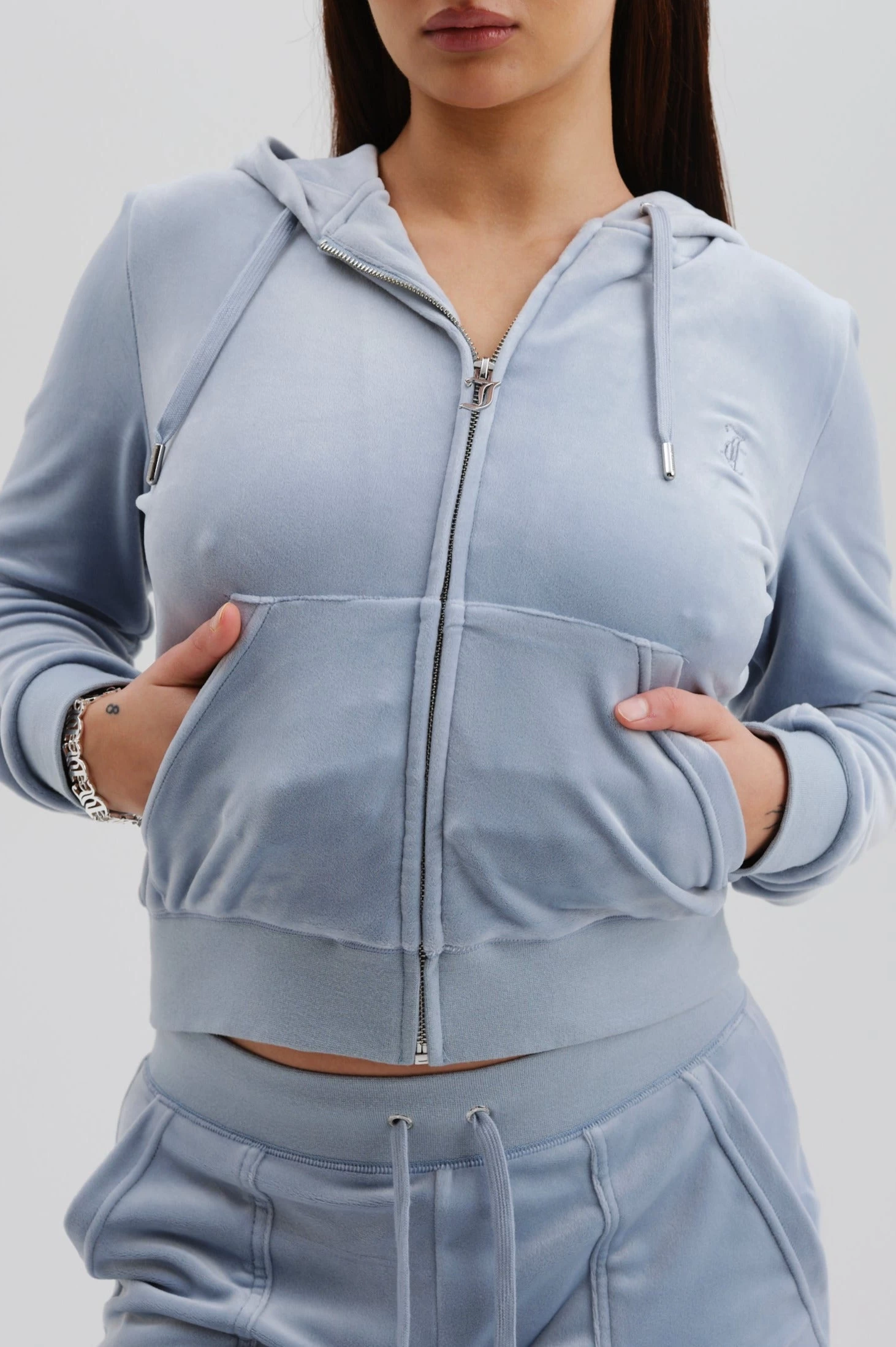 Juicy Couture BLUE FOG CLASSIC VELOUR ROBERTSON HOODIE 1 Juicy Couture BLUE FOG CLASSIC VELOUR ROBERTSON HOODIE