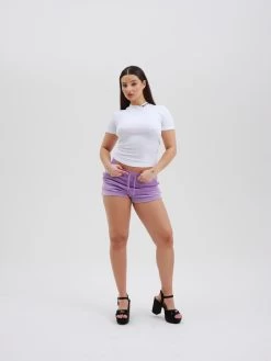 Juicy Couture SHEER LILAC CLASSIC VELOUR TRACK SHORT -Juicy Couture SH22 AN JCPF23 4044Large