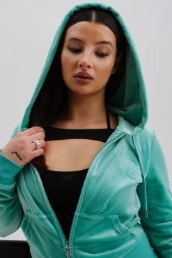 Juicy Couture MARINE GREEN CLASSIC VELOUR ROBERTSON HOODIE
