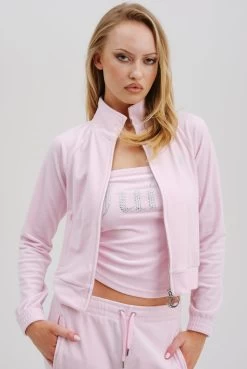 Juicy Couture CHERRY BLOSSOM VELOUR DIAMANTE TRACKTOP