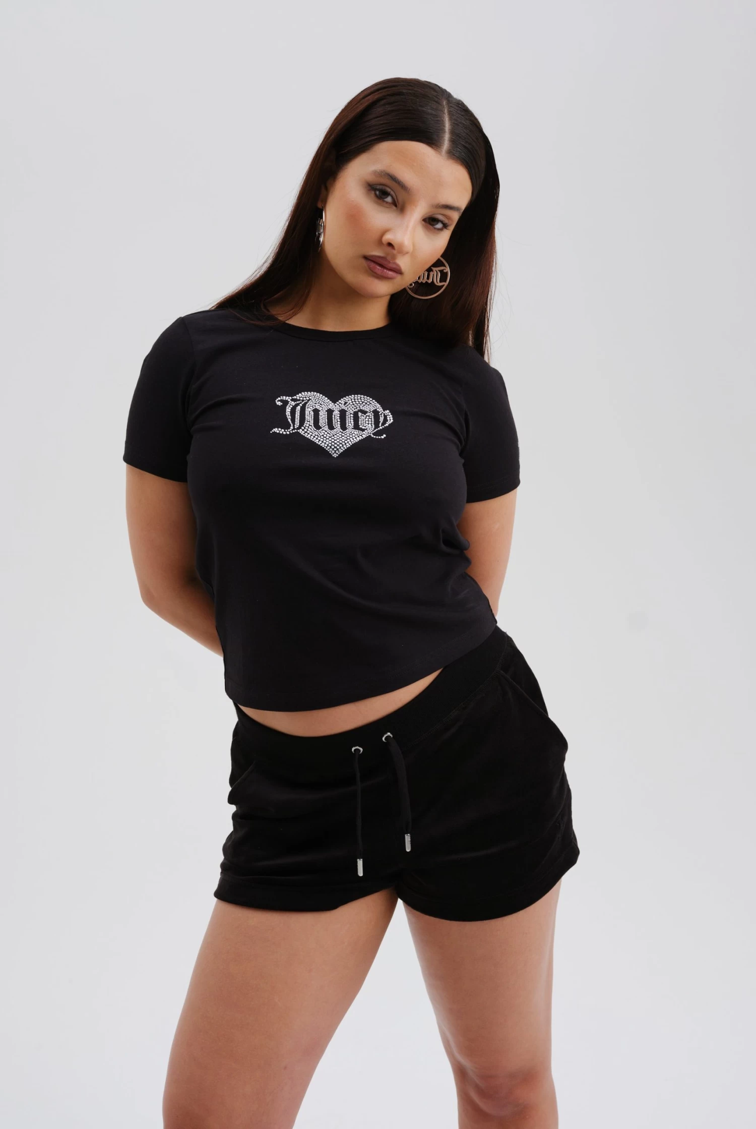 Juicy Couture BLACK CLASSIC VELOUR TRACK SHORT 4 Juicy Couture BLACK CLASSIC VELOUR TRACK SHORT - Image 4